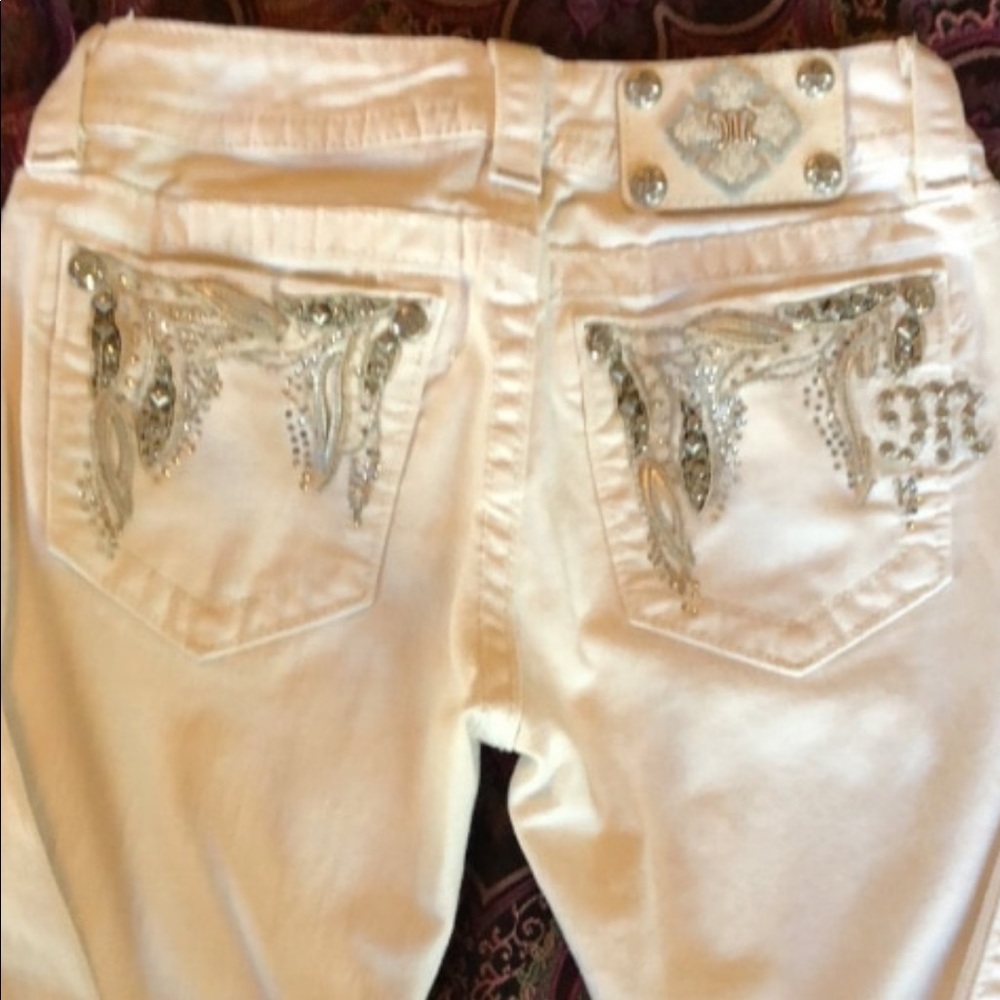 Miss Me boot cut white denim jeans